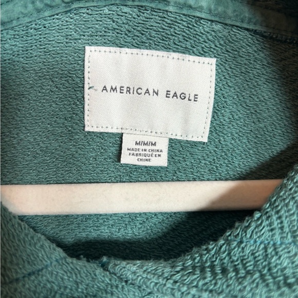 American Eagle AEO Oversized Crop Sweatshirt Long Sleeve Hoodie Green Medium - Picture 4 of 6